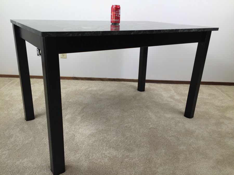 Green Tone Marble Top Black Wooden Table [Photo 17]