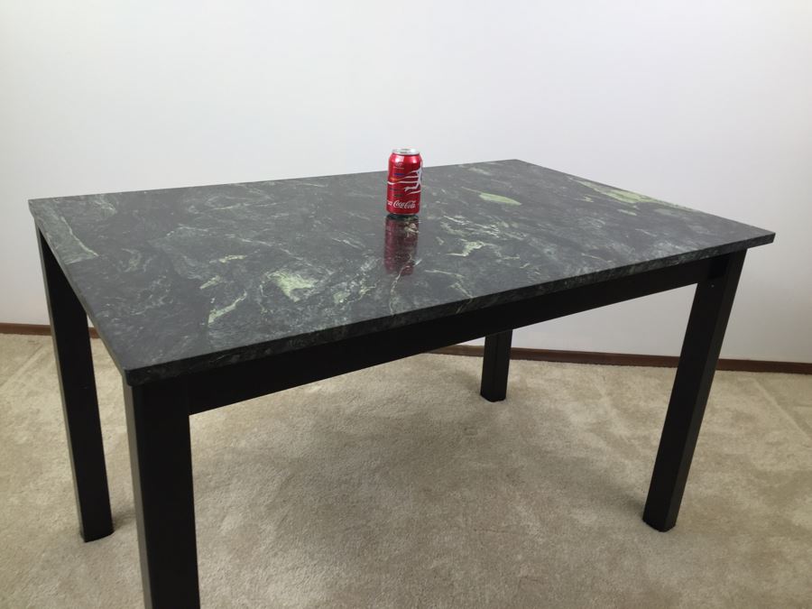 Green Tone Marble Top Black Wooden Table [Photo 2]