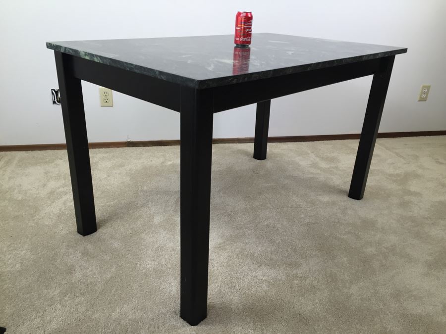 Green Tone Marble Top Black Wooden Table [Photo 15]