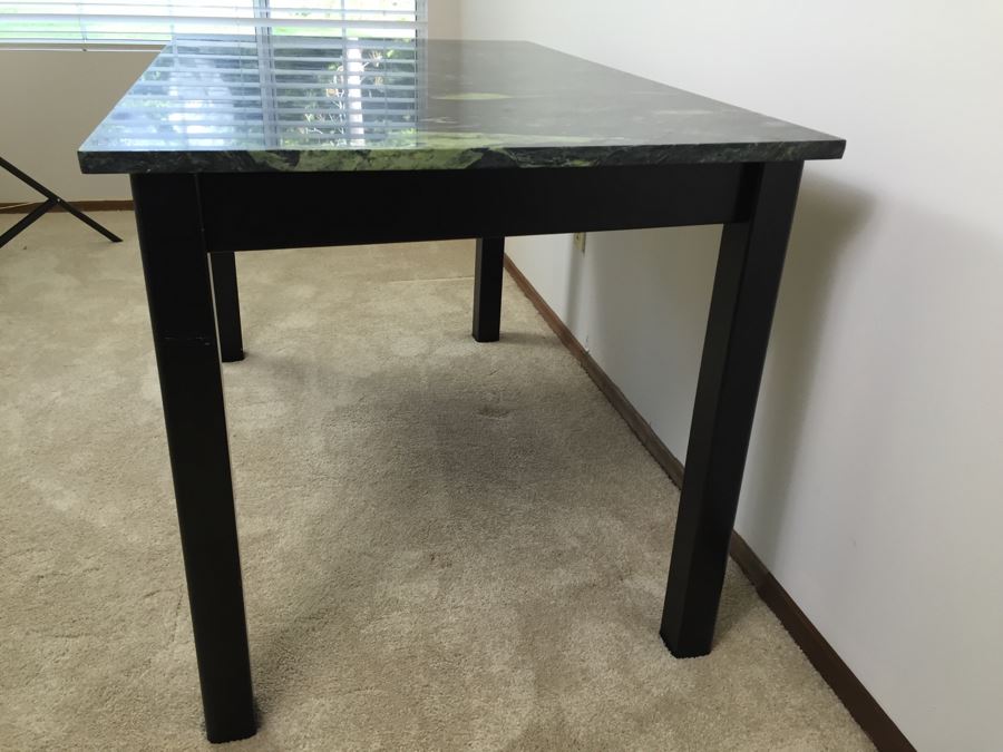 Green Tone Marble Top Black Wooden Table [Photo 10]