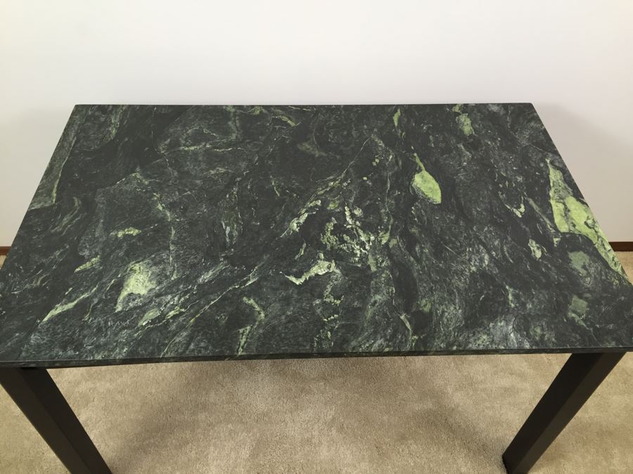 Green Tone Marble Top Black Wooden Table [Photo 5]