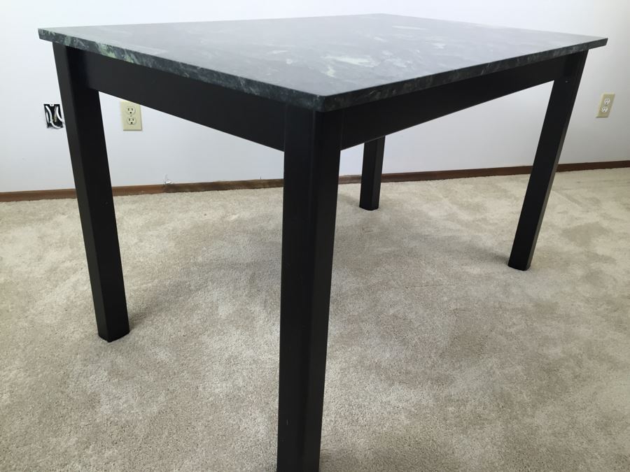 Green Tone Marble Top Black Wooden Table [Photo 12]