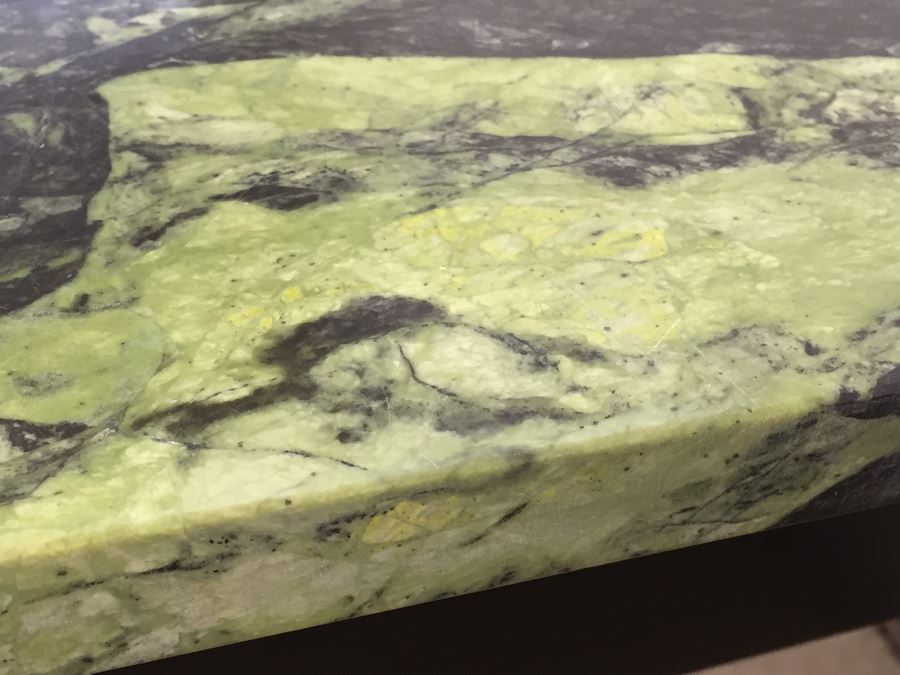 Green Tone Marble Top Black Wooden Table [Photo 6]