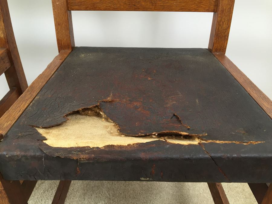 Stickley Antique Chairs Circa 1920's Leather Needs Reupholstering [Photo 8]