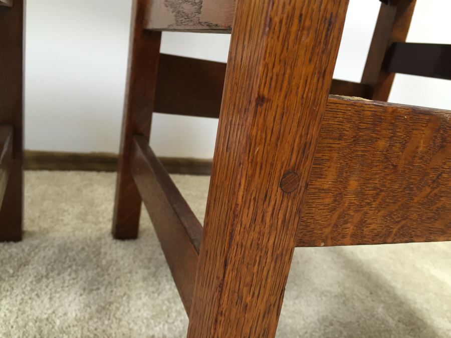 Stickley Antique Chairs Circa 1920's Leather Needs Reupholstering [Photo 6]