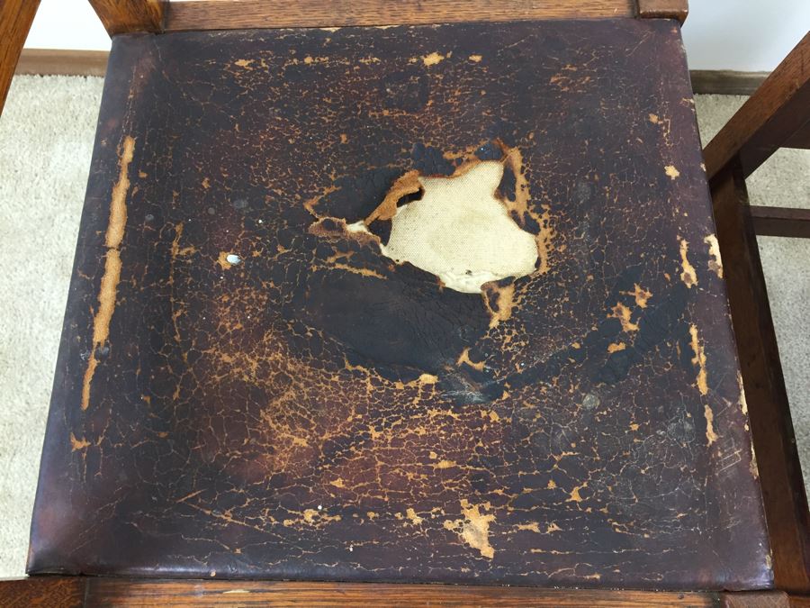 Stickley Antique Chairs Circa 1920's Leather Needs Reupholstering [Photo 14]