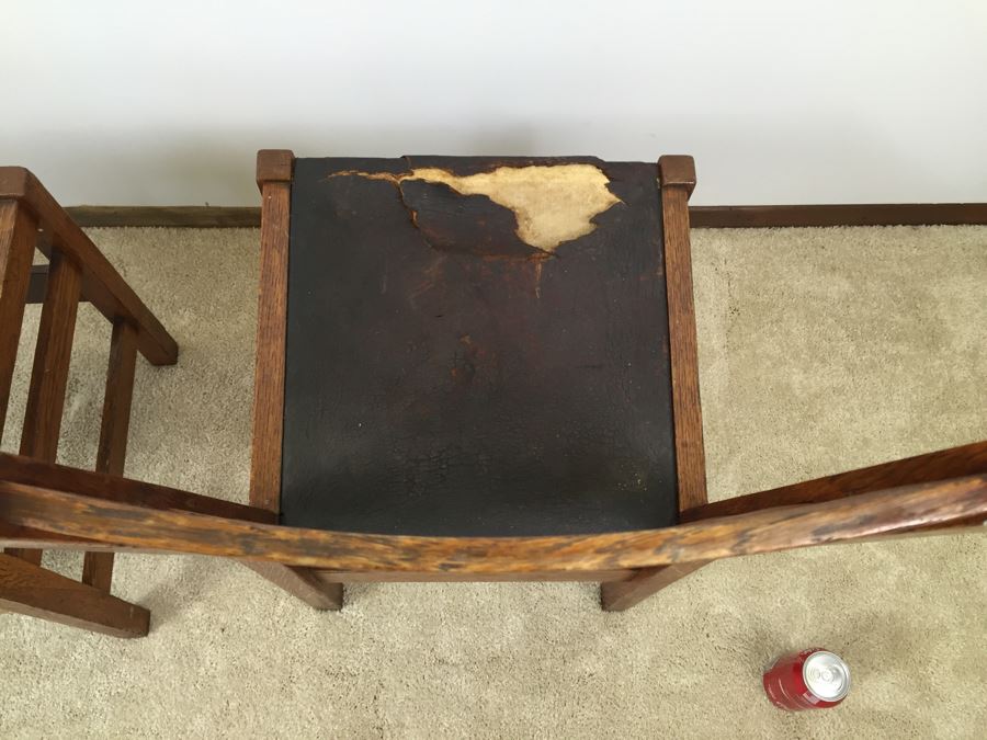 Stickley Antique Chairs Circa 1920's Leather Needs Reupholstering [Photo 18]