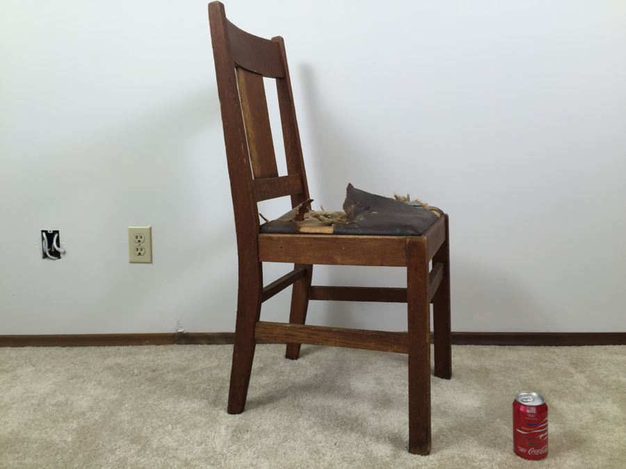 Old Oak Chair Leather Needs Reupholstering [Photo 7]