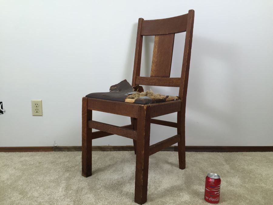 Old Oak Chair Leather Needs Reupholstering [Photo 12]