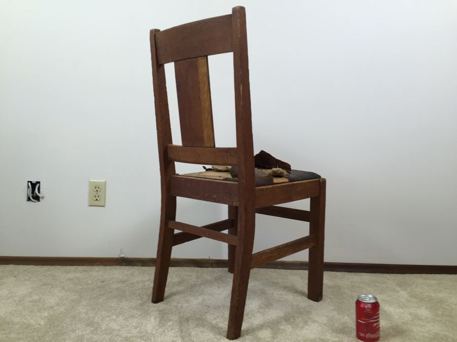 Old Oak Chair Leather Needs Reupholstering [Photo 3]