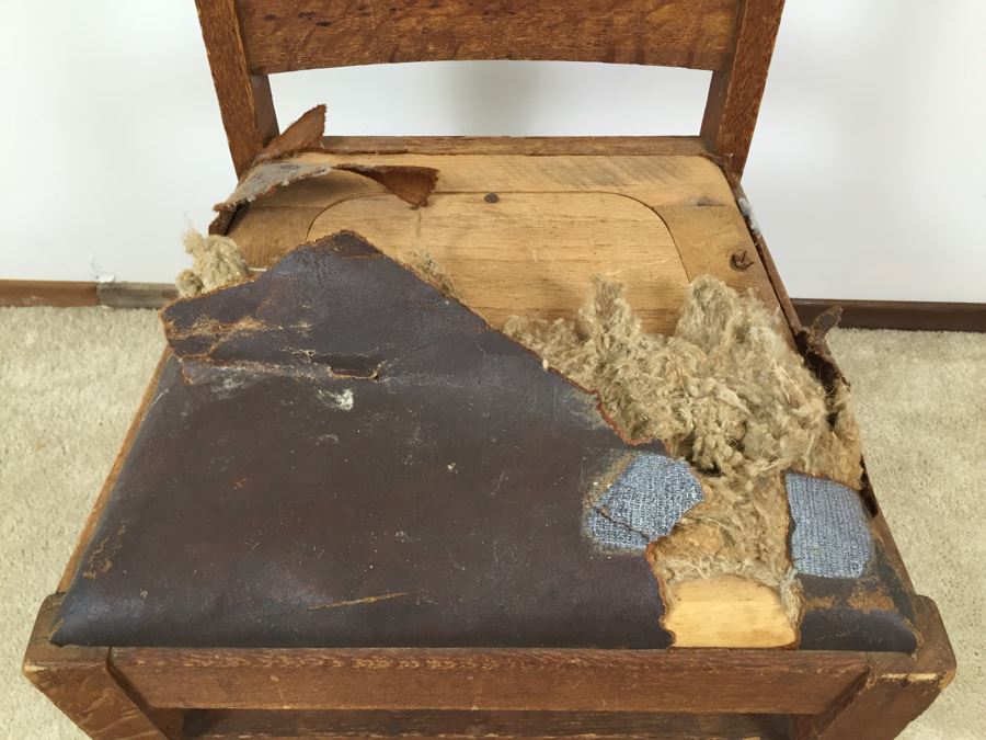 Old Oak Chair Leather Needs Reupholstering [Photo 5]