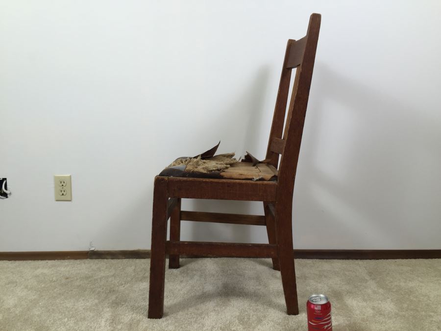 Old Oak Chair Leather Needs Reupholstering [Photo 11]