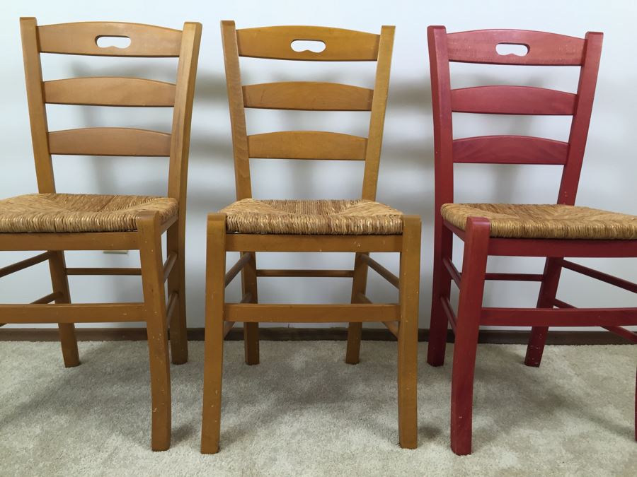 3 Rush Seat Pottery Barn Chairs