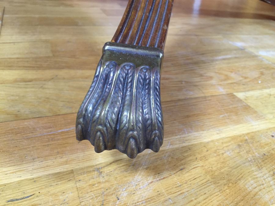 Stunning Thomasville Double Pedestal Dining Table With Two Leaves And Brass Claw Feet With 10 Ball And Claw Feet Chairs [Photo 47]