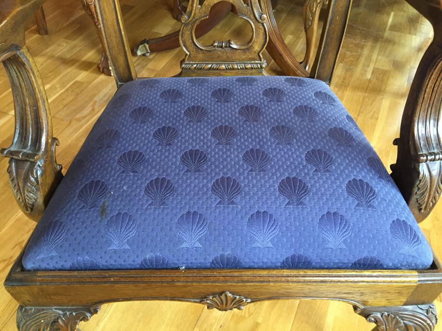 Stunning Thomasville Double Pedestal Dining Table With Two Leaves And Brass Claw Feet With 10 Ball And Claw Feet Chairs [Photo 31]