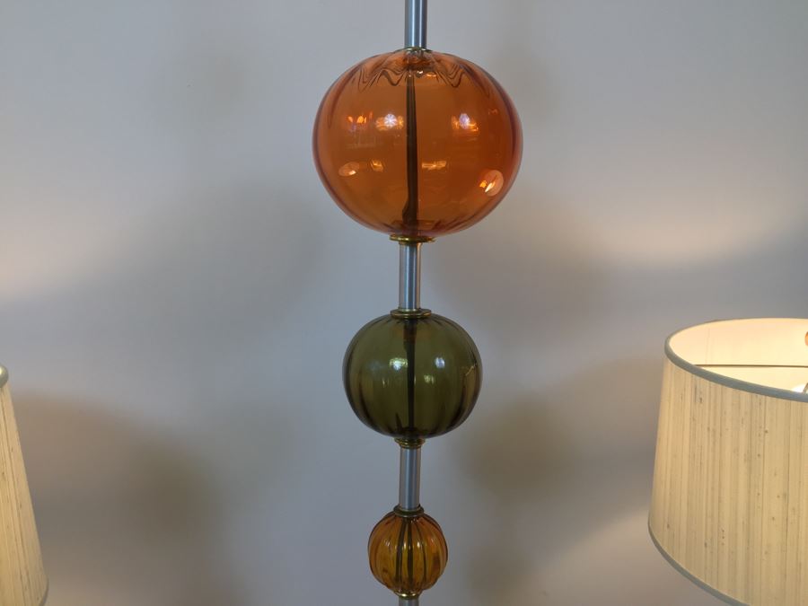 Contemporary Orange And Green Glass Table Lamps And Floor Lamp Modernist [Photo 11]