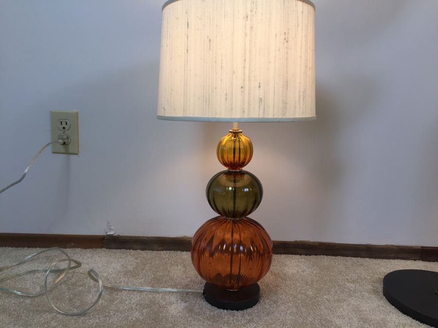 Contemporary Orange And Green Glass Table Lamps And Floor Lamp Modernist [Photo 8]