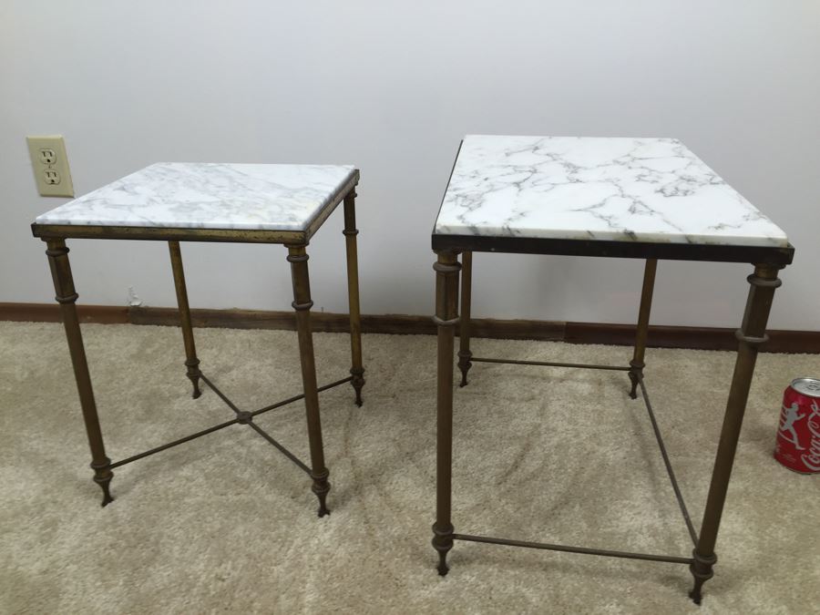Vintage Brass Marble Top Nesting Tables [Photo 3]