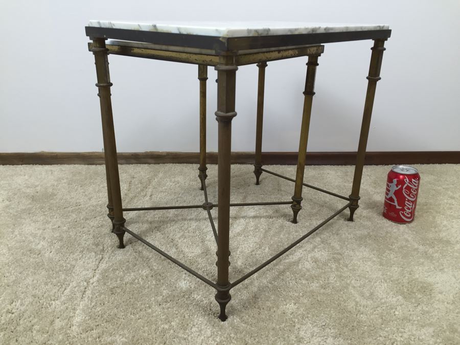 Vintage Brass Marble Top Nesting Tables [Photo 6]
