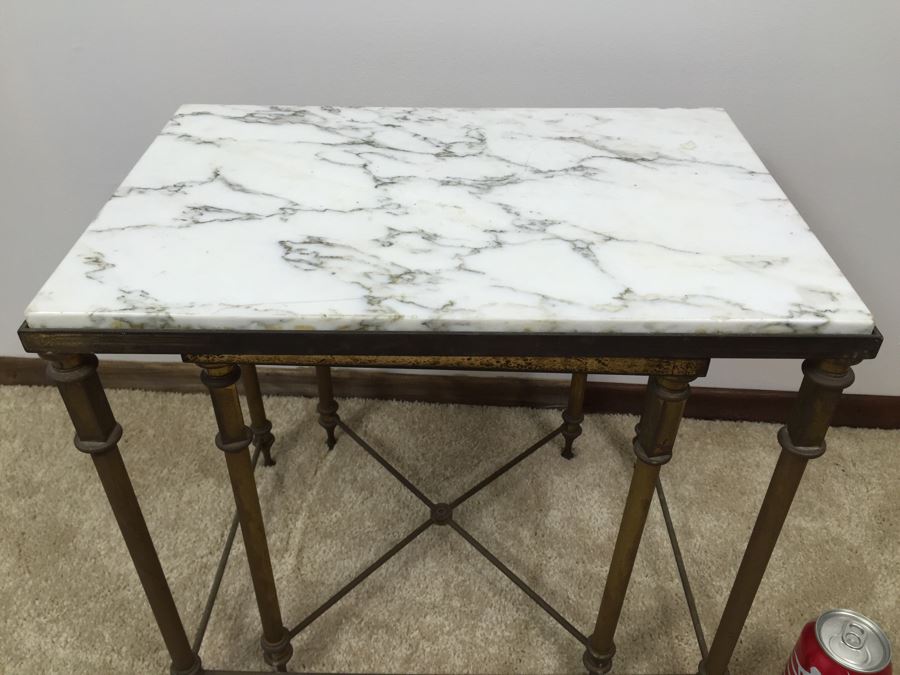 Vintage Brass Marble Top Nesting Tables [Photo 4]