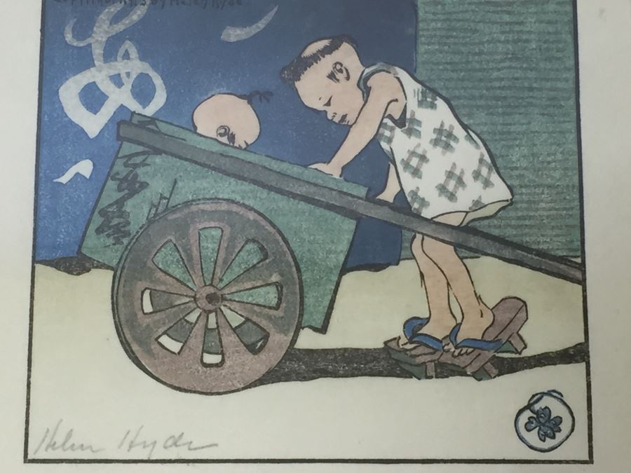 Helen Hyde Color Woodcut 'The Go-Cart' 1913 Smithsonian Series Artist Signed In Pencil [Photo 5]