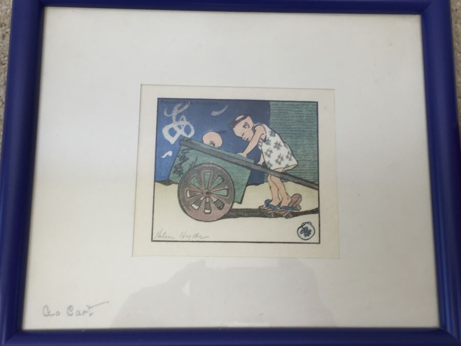 Helen Hyde Color Woodcut 'The Go-Cart' 1913 Smithsonian Series Artist Signed In Pencil [Photo 4]