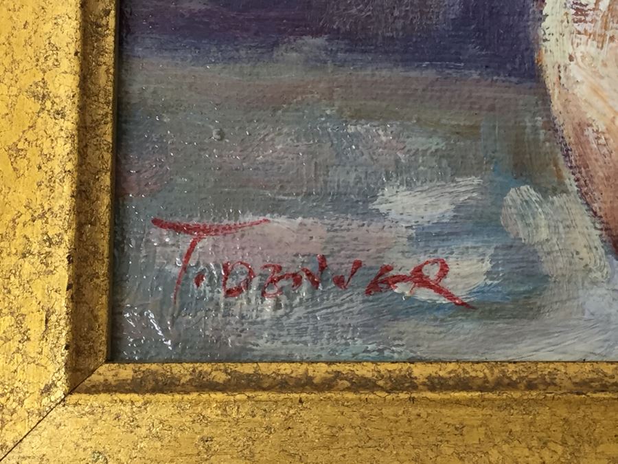 Stunning Gilt Wood Framed Original Floral Oil Painting Signed By Artist [Photo 7]