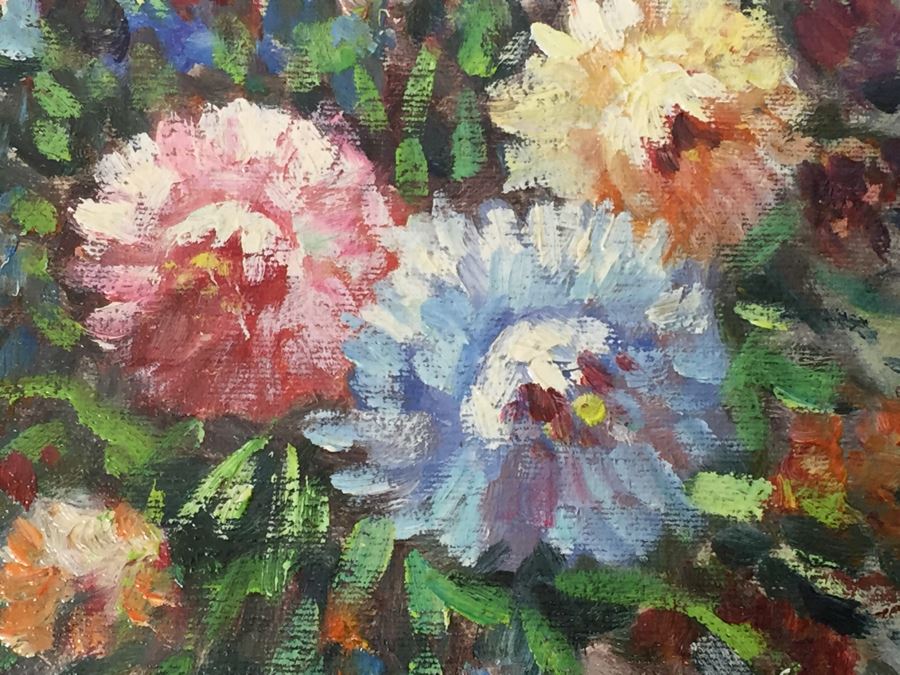 Stunning Gilt Wood Framed Original Floral Oil Painting Signed By Artist [Photo 6]