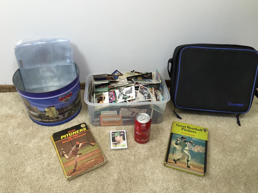 Lot Of Various Cards Mostly Baseball Cards With Several Baseball Books And Ultra Pro Carrying Case [Photo 1]