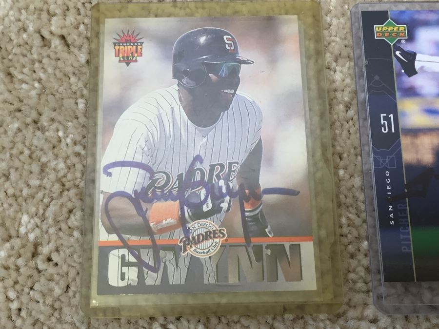 Tony Gwynn And Trevor Hoffman Signed Autographs Padres Baseball Cards [Photo 4]