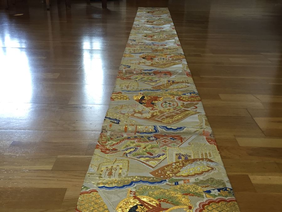 Japanese Silk Antique Obi Accessory To The Kimono Table Runner [Photo 9]