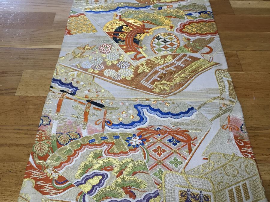 Japanese Silk Antique Obi Accessory To The Kimono Table Runner [Photo 7]