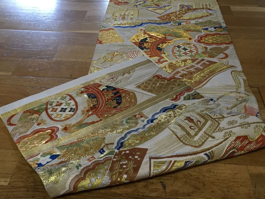 Japanese Silk Antique Obi Accessory To The Kimono Table Runner [Photo 3]
