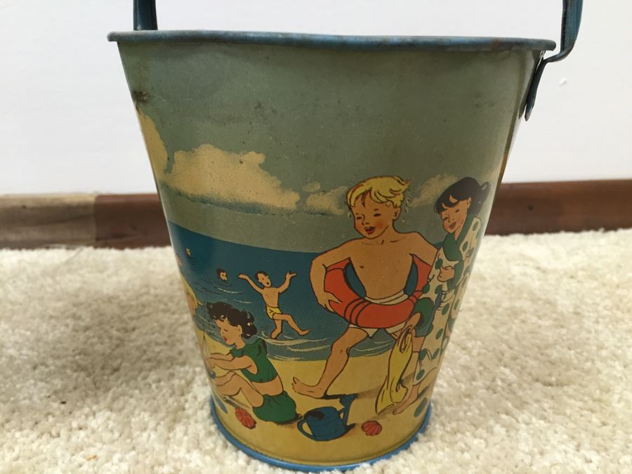 Set Of 3 Tin Litho Beach Sand Pail Bucket British Made [Photo 13]