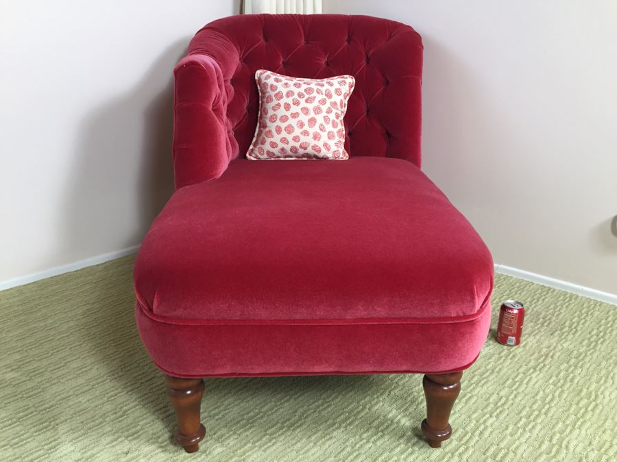 Chaise Lounge Fainting Couch In Burgundy With Pillow [Photo 5]