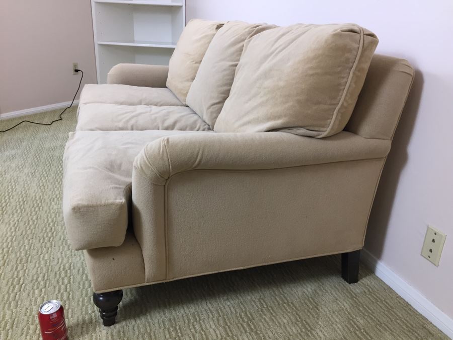 Nice Tan Down Sofa With High End Rogers and Goffigon Fabric (Double Covered) [Photo 3]