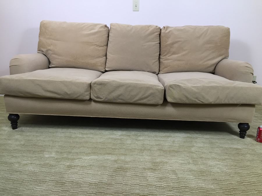 Nice Tan Down Sofa With High End Rogers and Goffigon Fabric (Double Covered) [Photo 5]