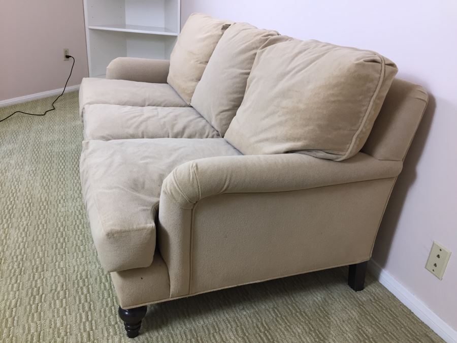 Nice Tan Down Sofa With High End Rogers and Goffigon Fabric (Double Covered) [Photo 8]