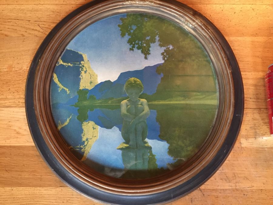 Vintage Framed Maxfield Parrish Print 'Evening' [Photo 4]