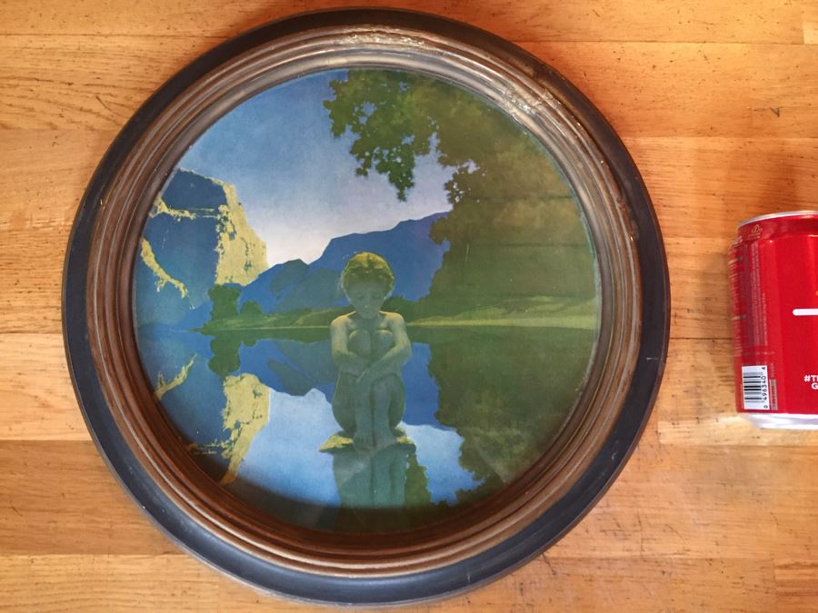 Vintage Framed Maxfield Parrish Print 'Evening'