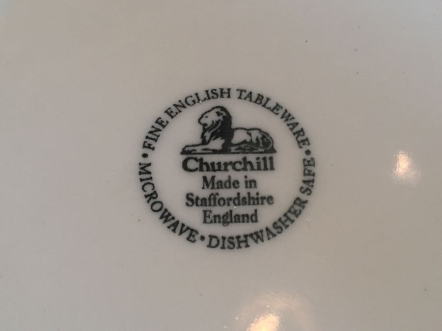 Fine English Tableware Churchill Made In Staffordshire England Plates, Cups, Saucers And Bowls + Mandalay RIDGWAY Ironstone Plates [Photo 11]