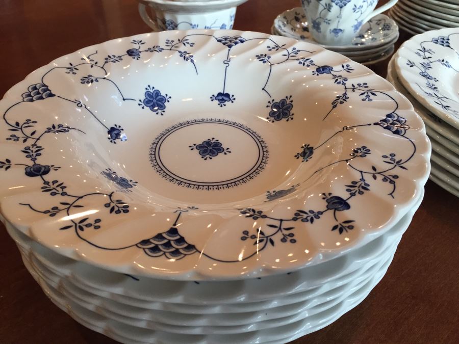 Fine English Tableware Churchill Made In Staffordshire England Plates, Cups, Saucers And Bowls + Mandalay RIDGWAY Ironstone Plates [Photo 4]