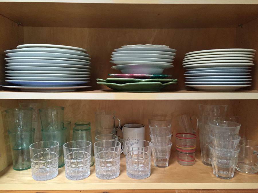 Cupboard Lot With Glasses, Plates And Bowls [Photo 1]