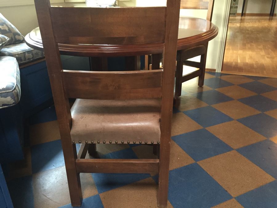 Custom Solid Wood Oval Kitchen Table With Three Leather ...