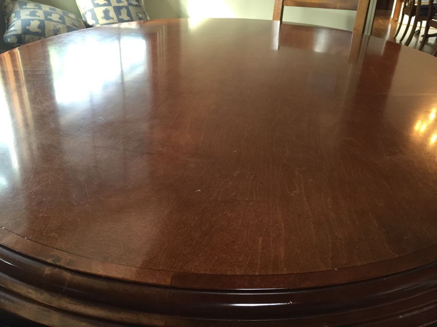 Custom Solid Wood Oval Kitchen Table With Three Leather Seat Chairs [Photo 9]