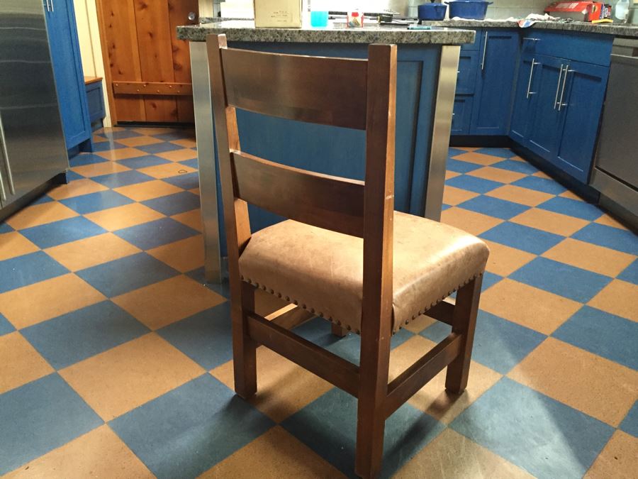 Custom Solid Wood Oval Kitchen Table With Three Leather Seat Chairs [Photo 15]