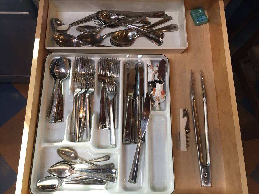 Flatware Lot Spoons, Forks, Knives From Pottery Barn, Reed & Barton And