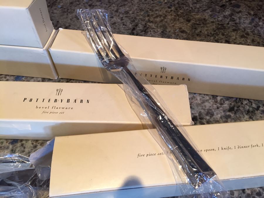 (5) New Pottery Barn Bevel Five Piece Flatware Sets [Photo 7]
