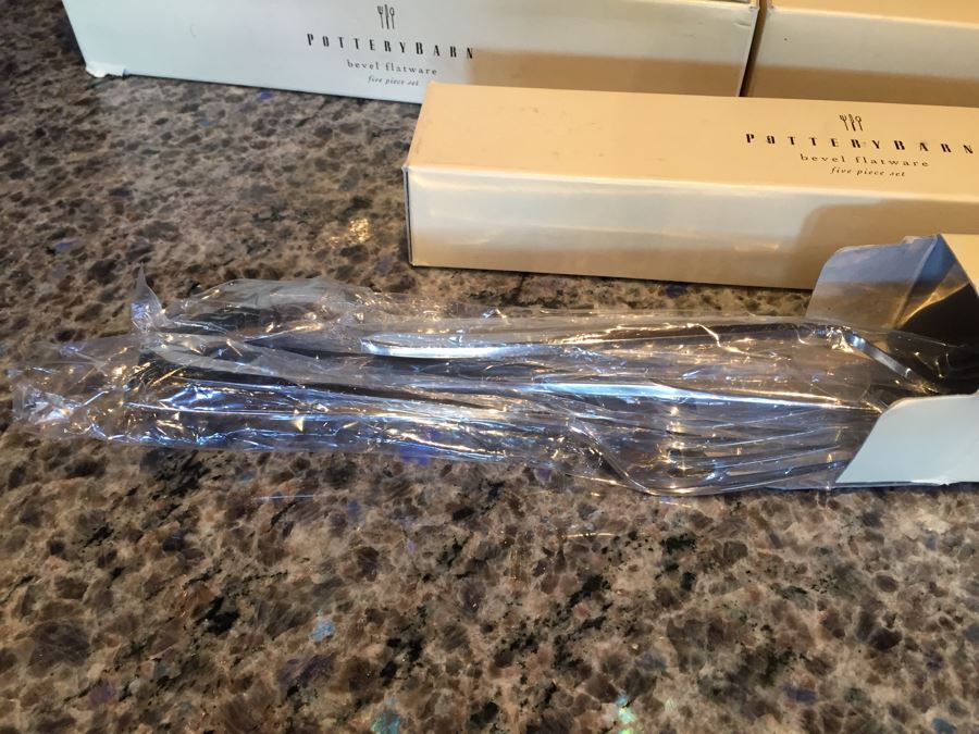 (5) New Pottery Barn Bevel Five Piece Flatware Sets [Photo 2]