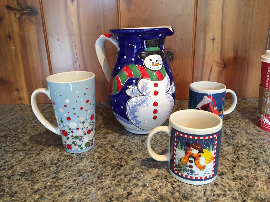 Christmas Pitcher And Coffee Mug Lot [Photo 1]